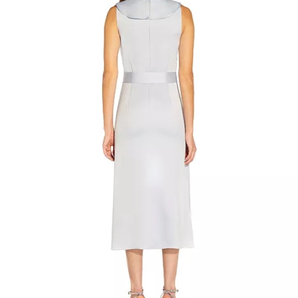 Adrianna Papell Pale Blue Ruffle Wrap Midi Dress NO BELT 16 - Picture 4 of 7